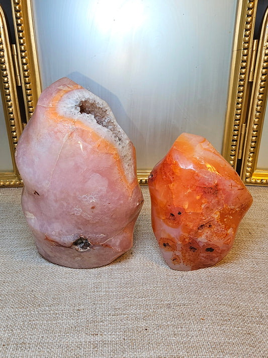 Carnelian With Rose Quartz Inclusion Flames