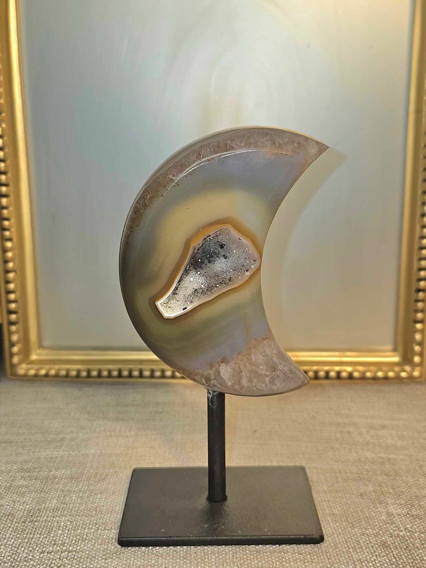 Brazilian Agate Moon (with stand)